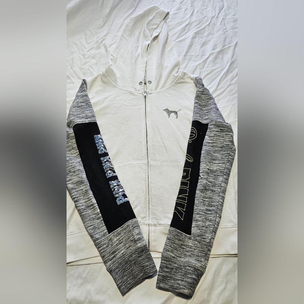 EXTREMELY RARE VINTAGE Victoria’s Secret PINK Sequin zip up hoodie - Picture 2 of 7